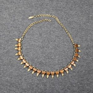 vintage costume jewelry gold tone thermostat rhinestone statement necklace